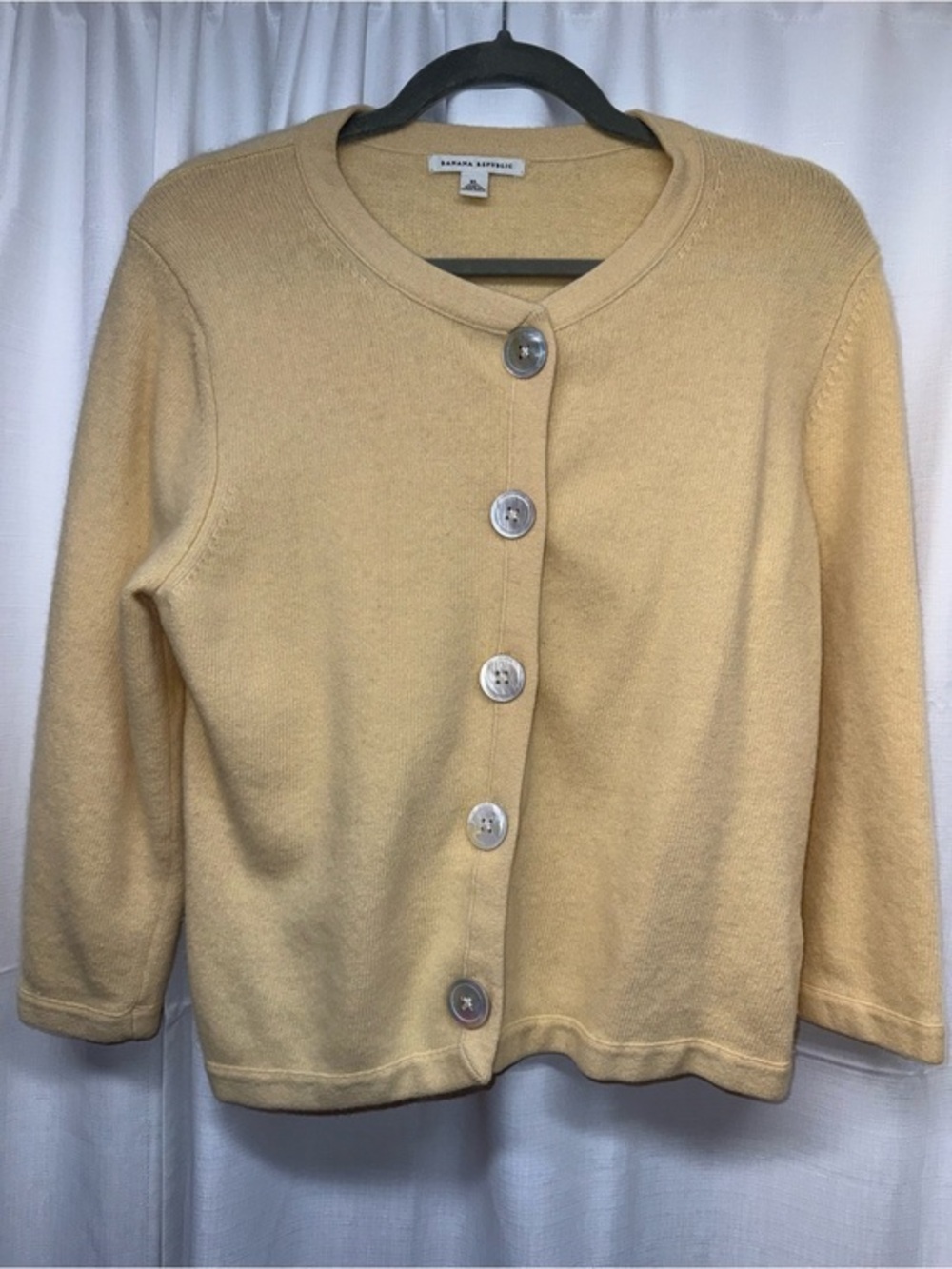 Banana Republic Wool Blend Button Front Cardigan Sweater XL Pale Yellow